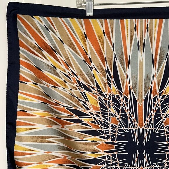 Vintage 60s/70s Mr. Emperor Starburst Pattern Large Polyester Square Scarf - Picture 2 of 10